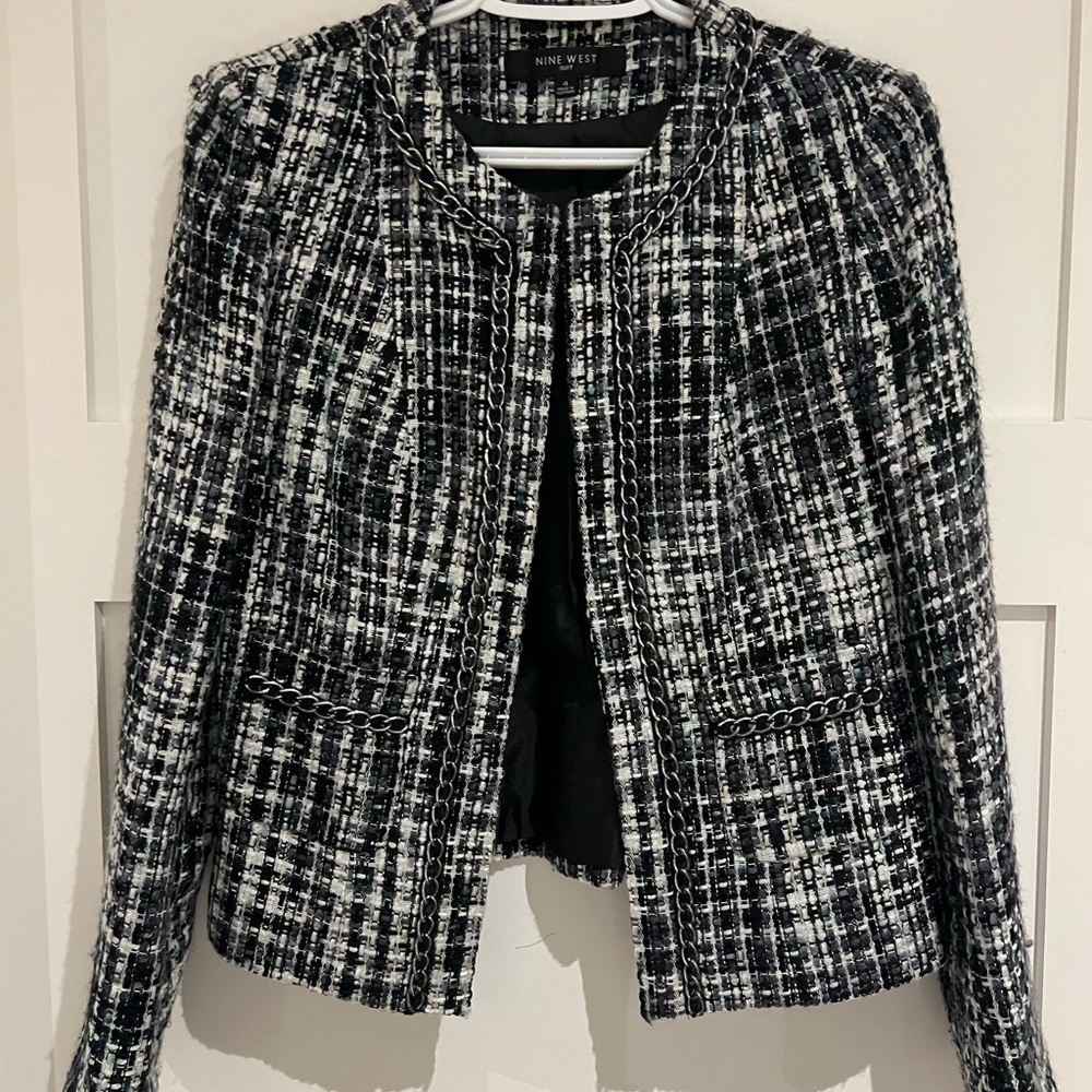 Nine West Black and White Tweed Blazer